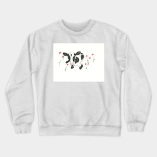 Baby Cow With Cone Flowers Crewneck Sweatshirt